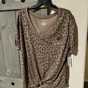NWT “Wild” T-shirt with heart logo and Leopard Print